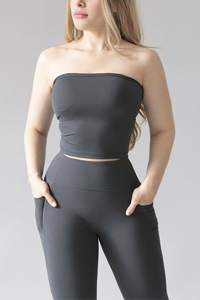 TOP LYCRA STRIPLESS Y163 GRIS UNITALLA